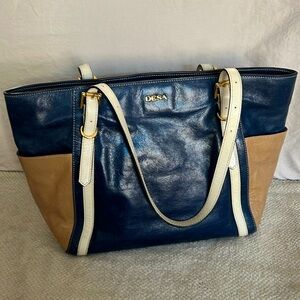 DESA 1972 Leather Colorblock Shoulder Tote